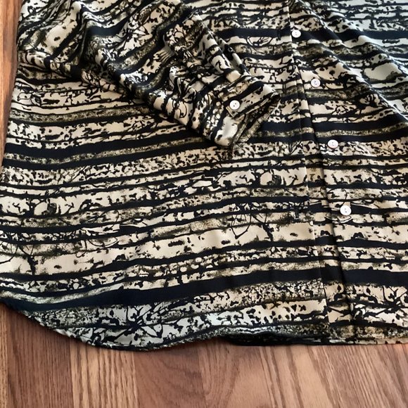 Vintage Jordan Woman Abstract Striped Button Up Long Sleeve Blouse Size 22 - Picture 2 of 4